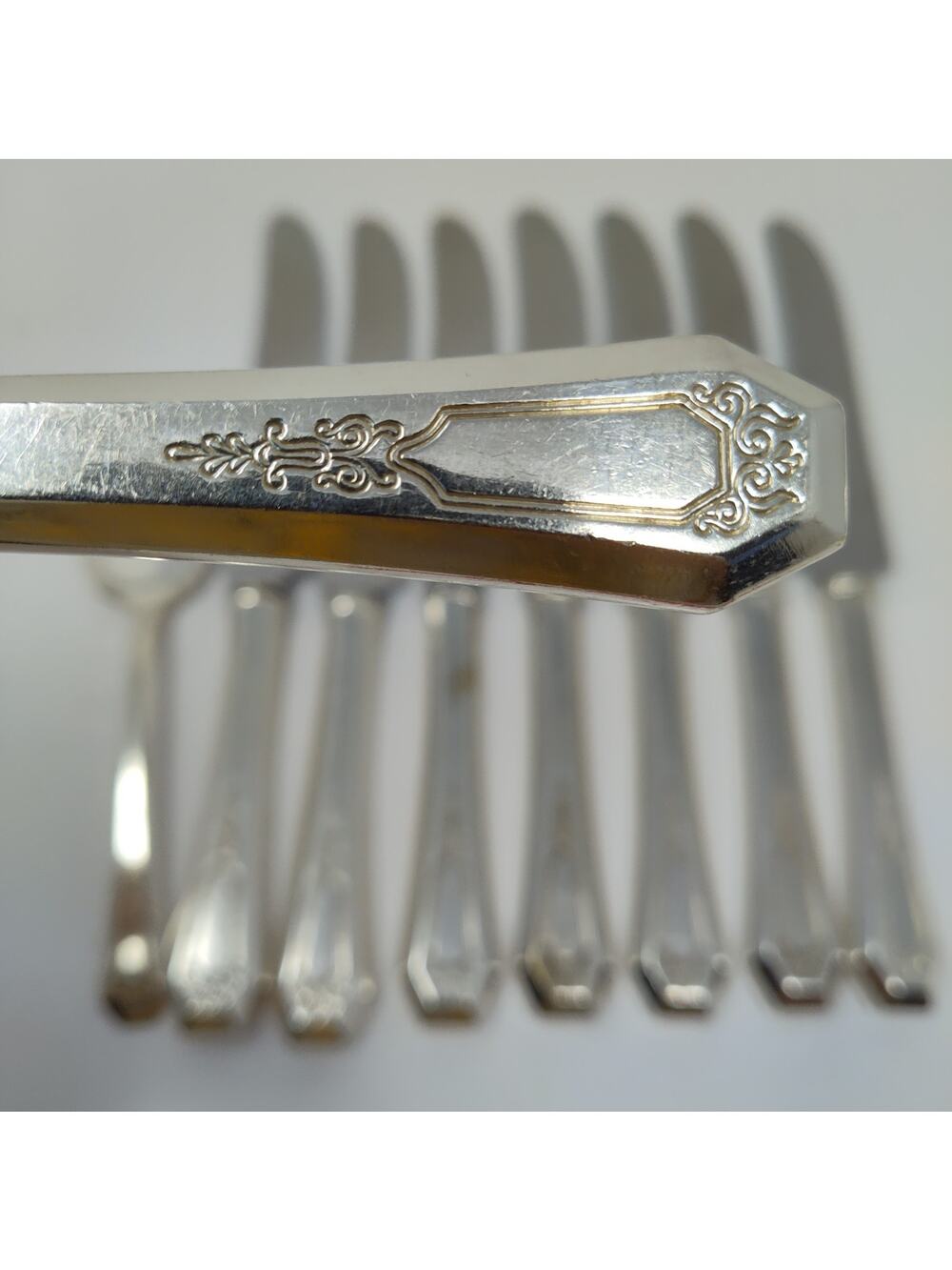 8+1X BK Rogers IS Silverplate 1920 La France Butter Knives Sugar Spoon Flatware